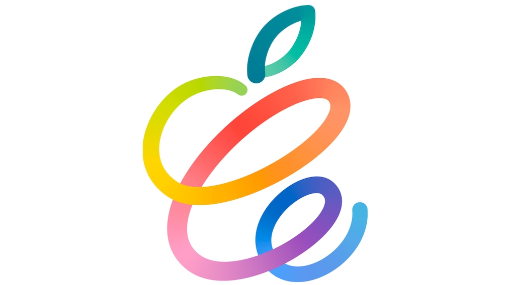 Gemaltes, buntes Apple-Logo vor weißem Hintergrund.