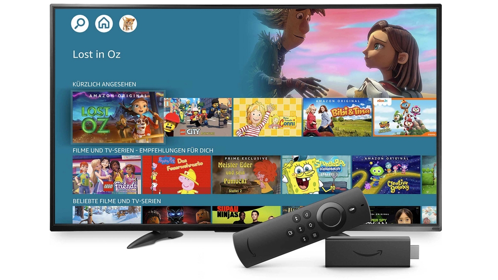 Amazon-Kinder-Profil auf einem Fernseher.
