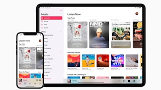 Apple Music läuft auf dem iPhone 12 und dem iPad Pro.