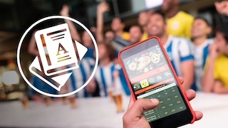 Handy mit Sportwetten-App und Lexikon-Logo