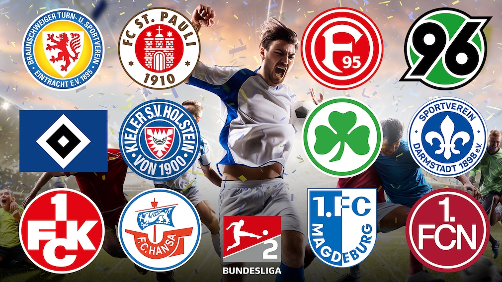 Logos vieler Fußball-Vereine, Handy mit Sportwetten-App
