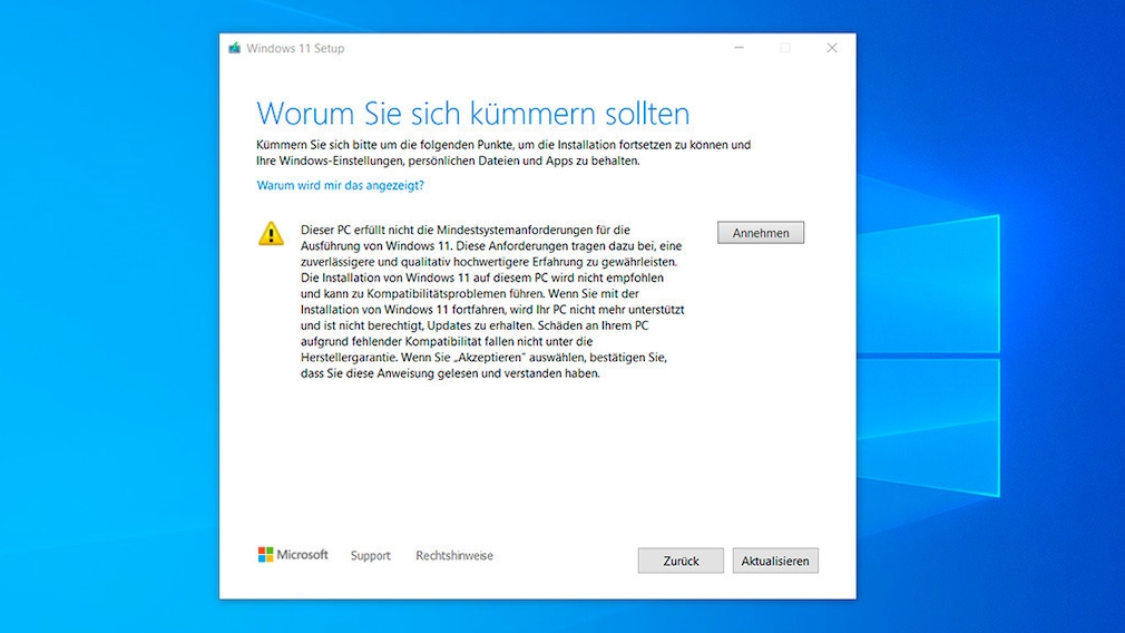 Windows-11-Systemanforderungen umgehen und Update erzwingen