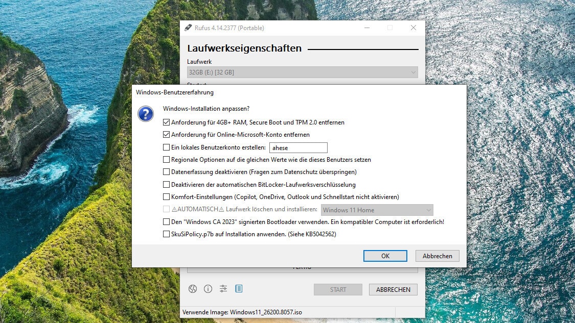 Rufus: Windows-11-Systemanforderungen umgehen