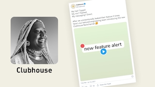 Clubhouse-Tweet mit Chat-Ankündigung
