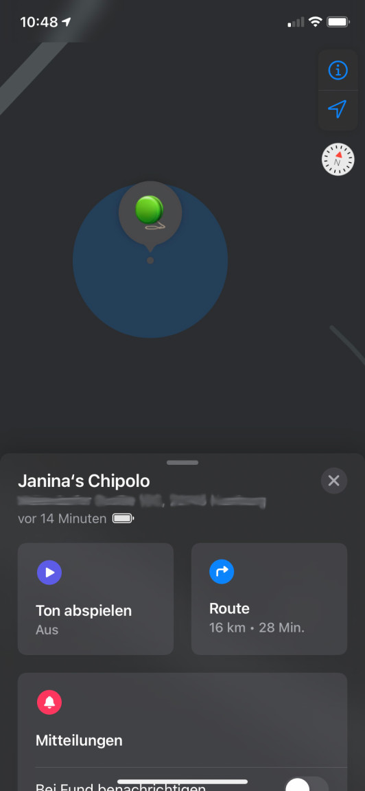 Screenshot Apple Wo ist App
