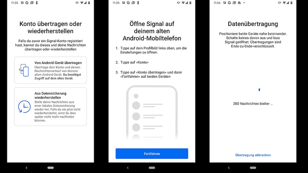 Signal from android to android