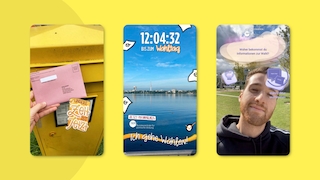 Drei Bildausschnitte mit Snapchat-Stickern zur Wahl