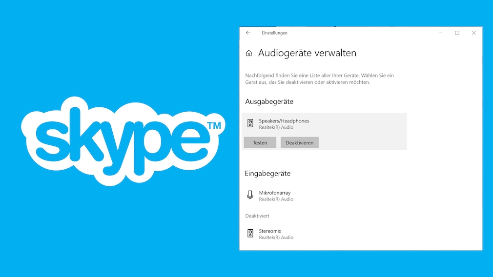 Fenster in Skype zu Audiogeräte verwalten