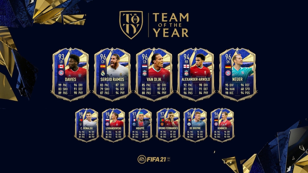 FIFA Ultimate Team Cards from the Team of the Year 2020.
