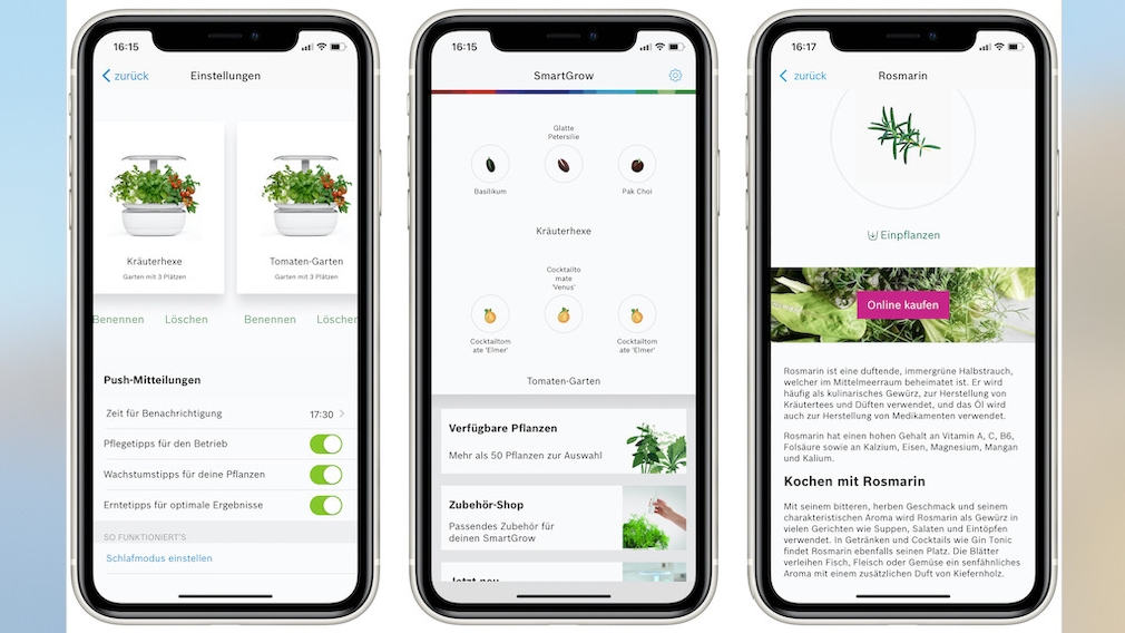 Bosch SmartGrow Life, mobile phone app