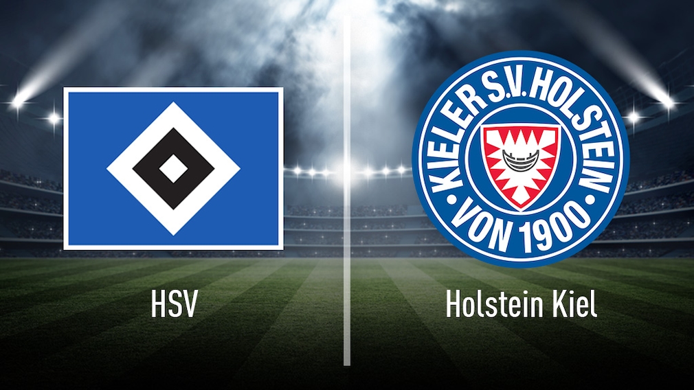  Wappen Raute HSV Holstein Kiel im Stadion, grüner Rasen