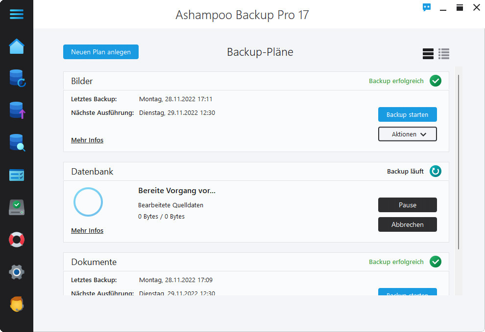 Screenshot aus Ashampoo Backup Pro 17 – Kostenlose Vollversion