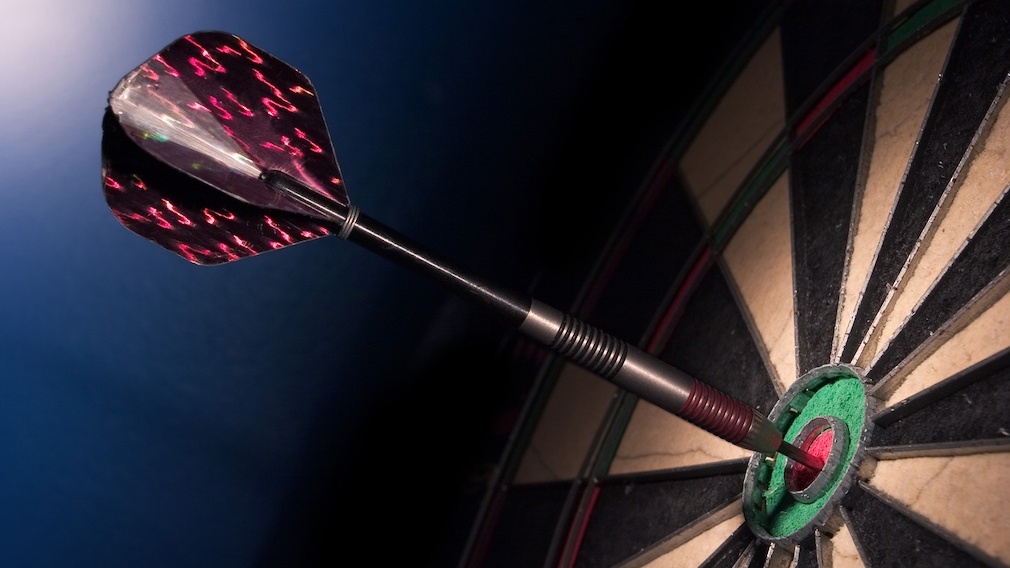 Bull, a target of the arrow on the darts board