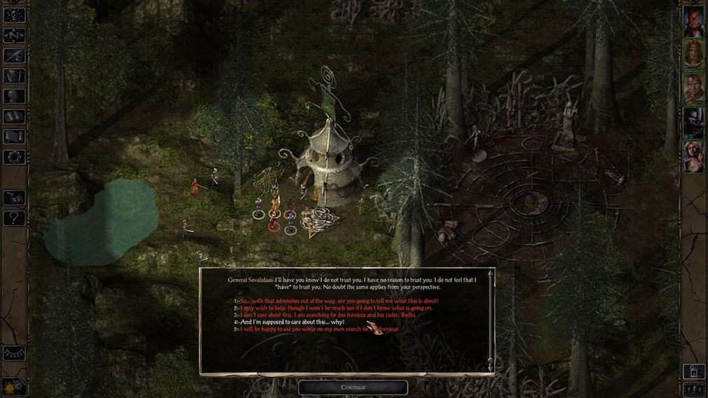 Dialog option in Baldur's Gate 2.