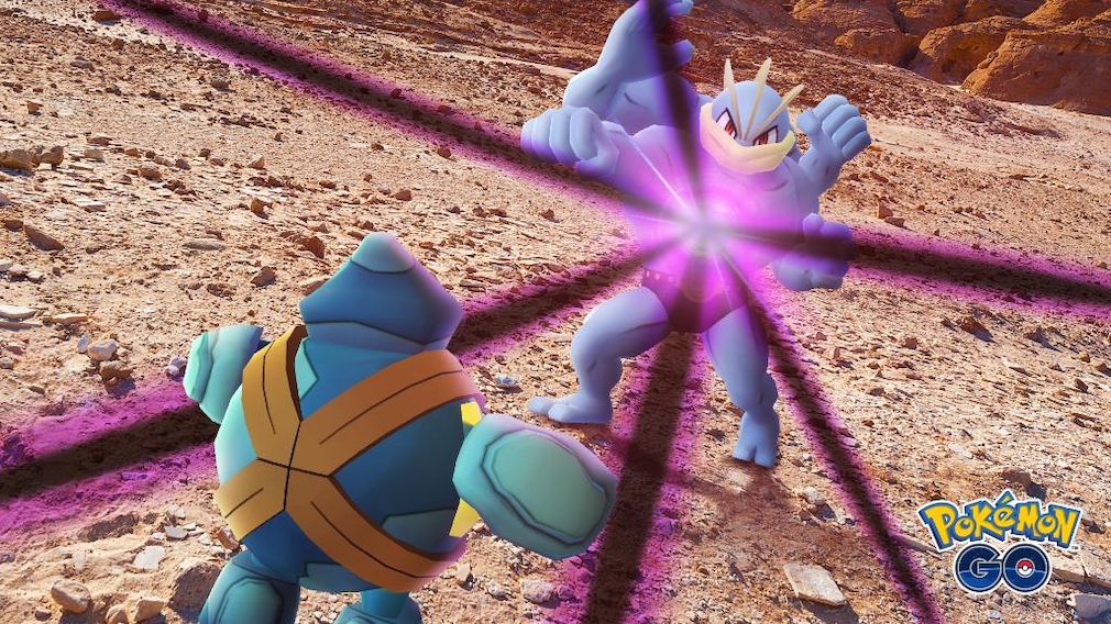 Zwei Pokémon kämpfen mit spektakulären Effekten gegeneinander.