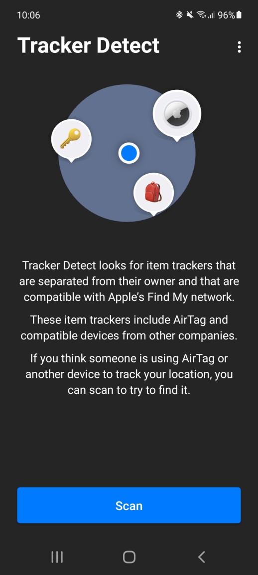 Tracker Detect Startbildschirm