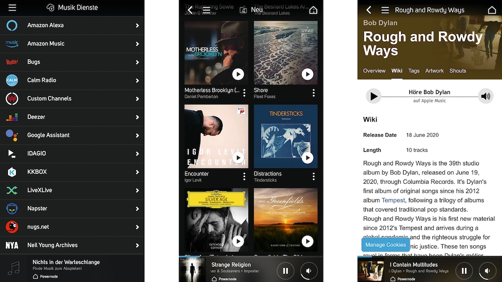 The Bluesound app offers a wide range of compatible music providers.