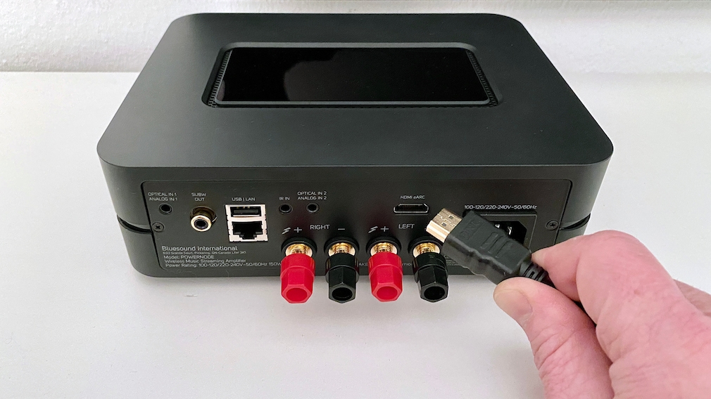 The two mini-jack sockets are analog or optical-digital stereo inputs.  The HDMI input is ideal for televisions. 