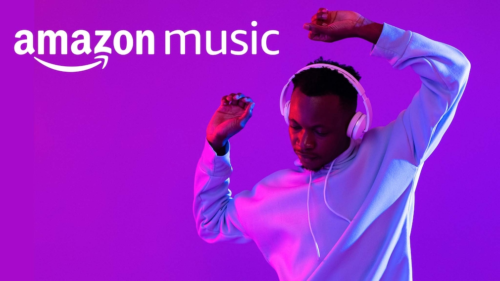 Amazon Music Logo und tanzende Person 