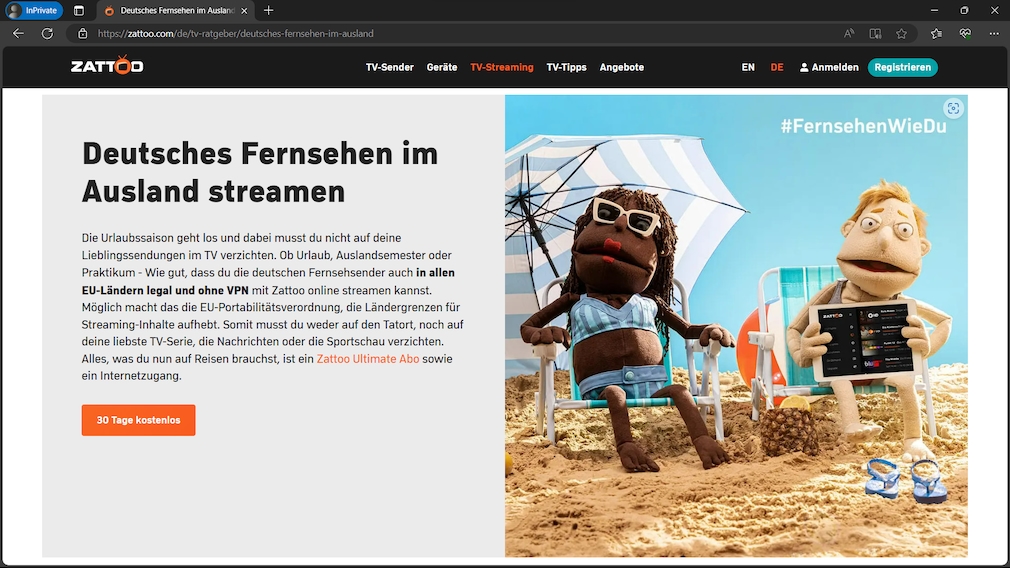 ZDF im Ausland streamen mit Zattoo