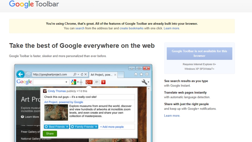 Impossible to set up Google Toolbar: End of support - alternatives
