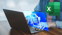Excel: Bereich definieren  Hände am Rechner mit Excel Logo