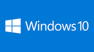 Windows 10 Logo auf blauem Hintergrund 