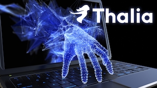 Thalia-Logo neben Notebook