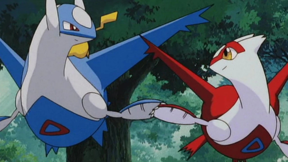 Latios and Latias in the forest.