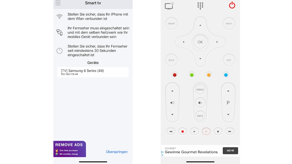 Settings of the app "Universal remote control TV"