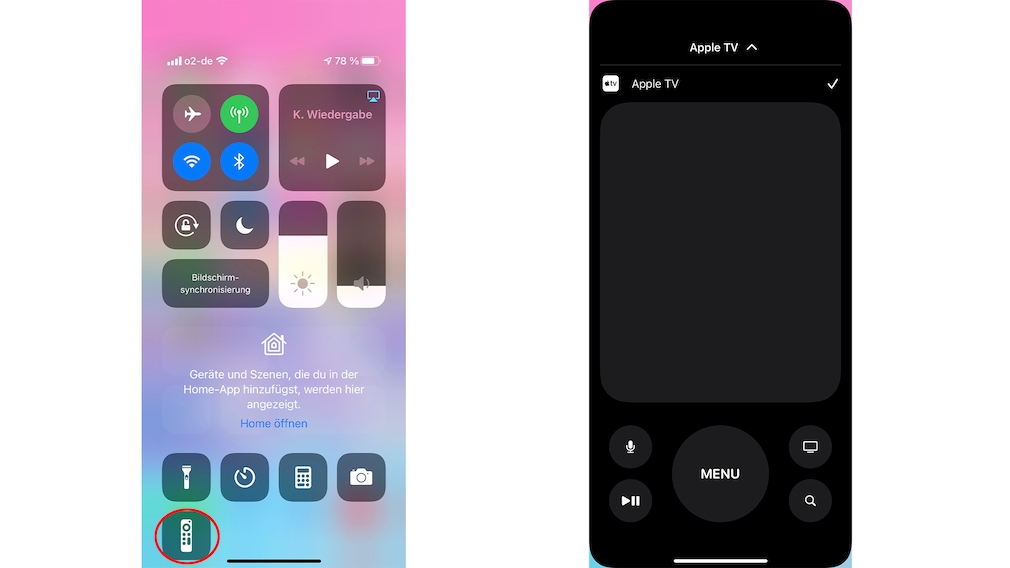 Control Center and Apple TV Remote