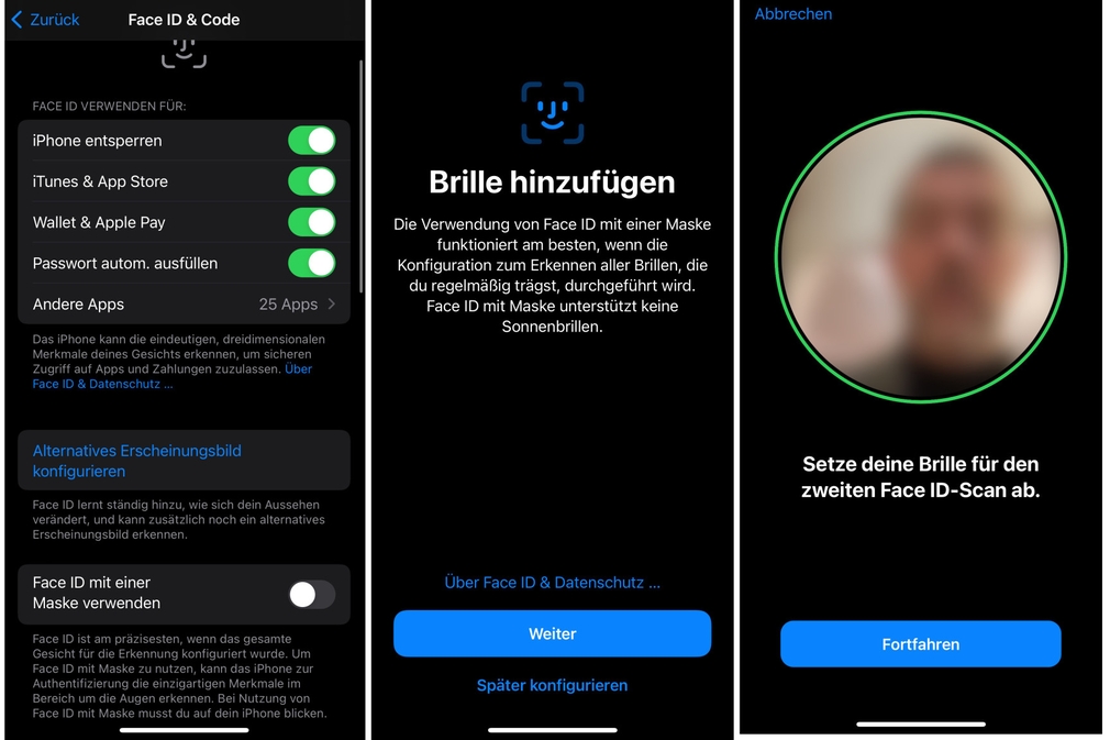 Face ID with a mask is set up in several steps