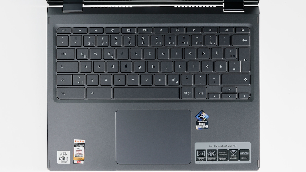 Close-up of a Chromebook keyboard