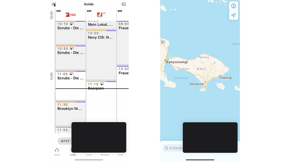 Picture-in-picture function of the HD+ app