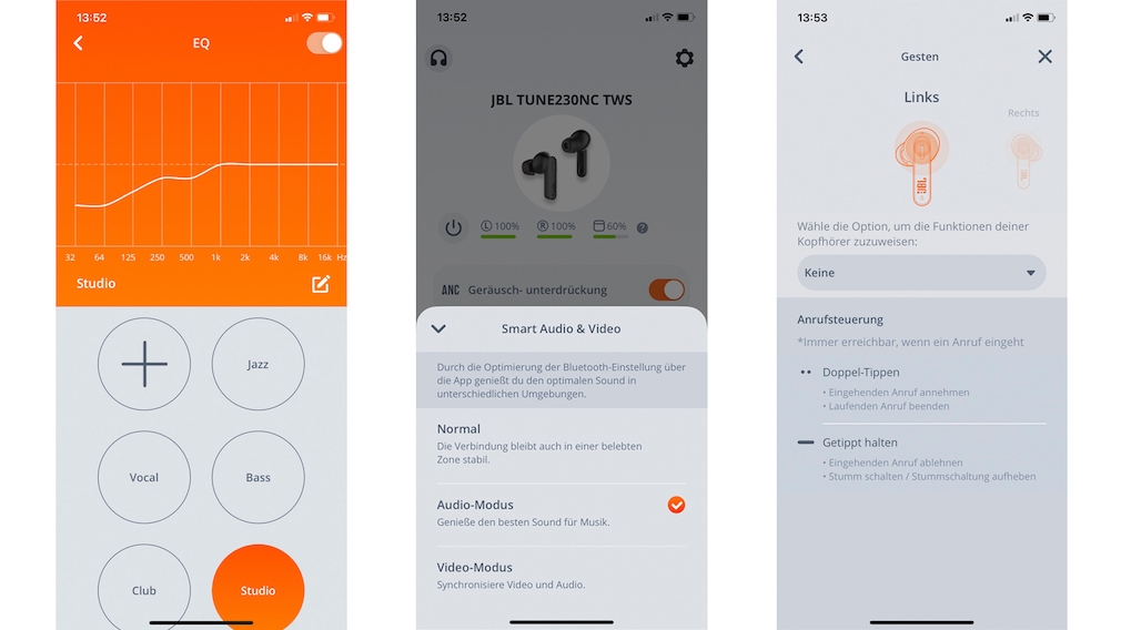 JBL Tune 230NC TWS in the test: JBL Headphones App