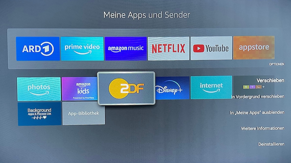 App-Übersicht am Fire TV Stick