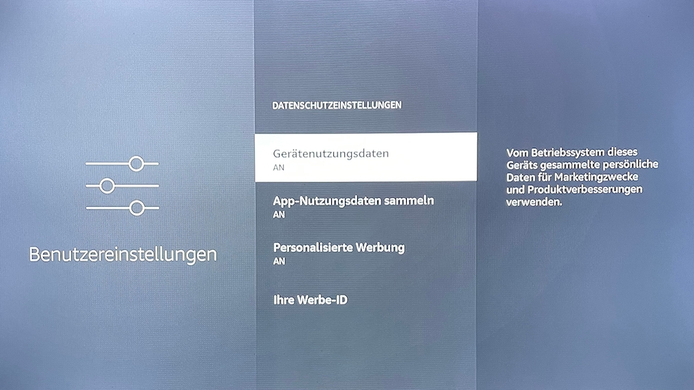 Datenschutzeinstellungen am Fire TV Stick