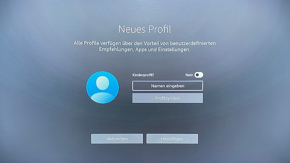 Eingabe der Profilangaben am Fire TV Stick