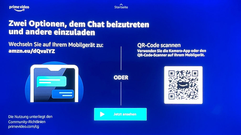 QR-Code und Internetadresse zur Teilnahme der Watch Party