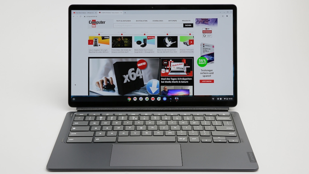 Front view of the Lenovo IdeaPad Duet 5 Chromebook.