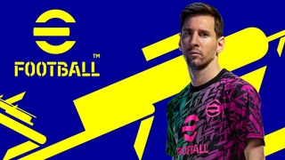 Messi und eFootball-Logo.