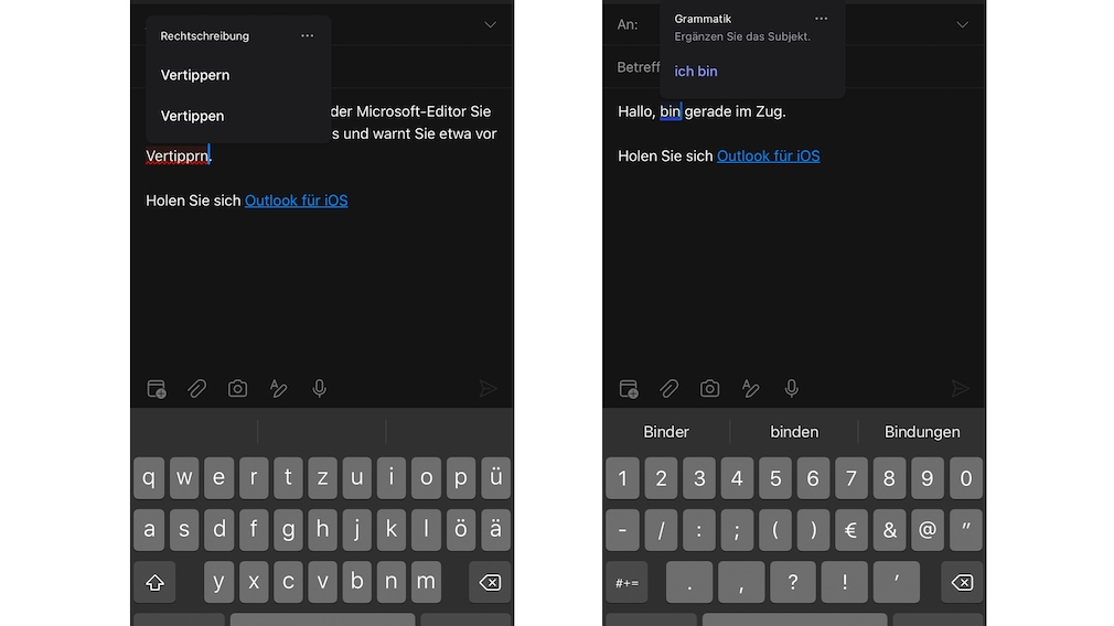 Screenshot: Outlook Microsoft-Editor