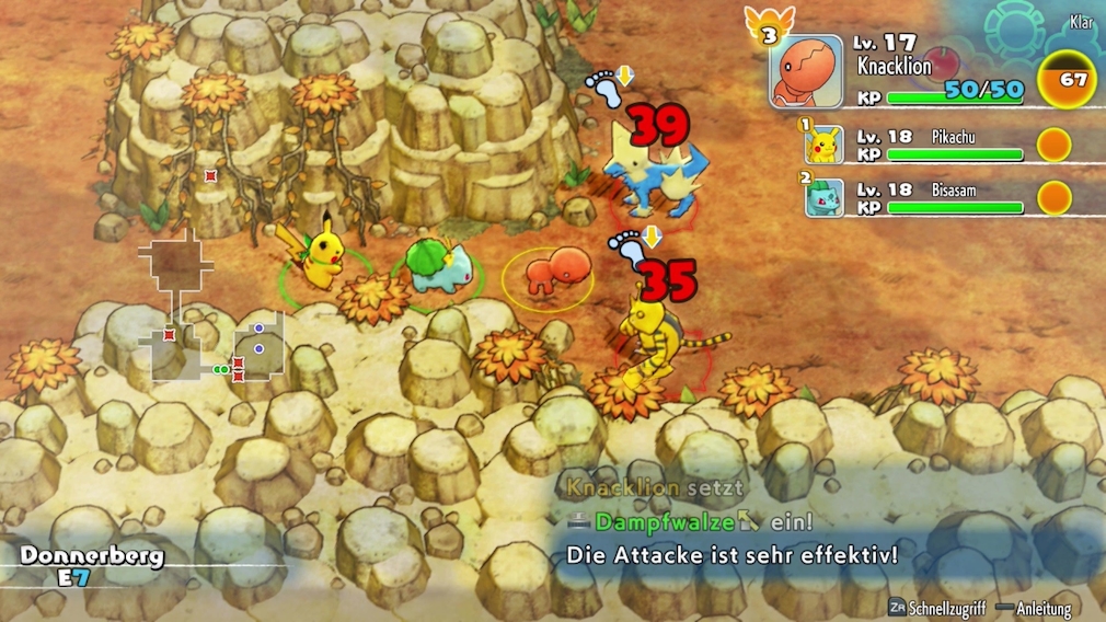 Pokémon Mystery Dungeon Rescue Team DX game scene. Pokémon Mystery Dungeon Rescue Team DX game scene.