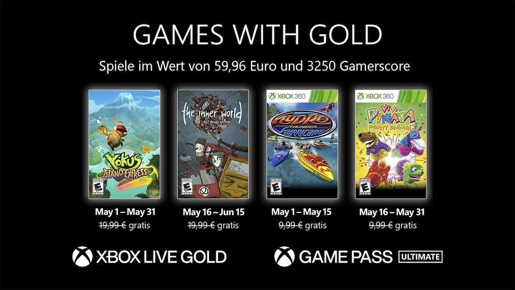 Games with Gold: Diese Spiele gibt es im Mai 2022 gratis Diese vier Titel zocken Games with Gold-Mitglieder im Mai 2022 gratis.