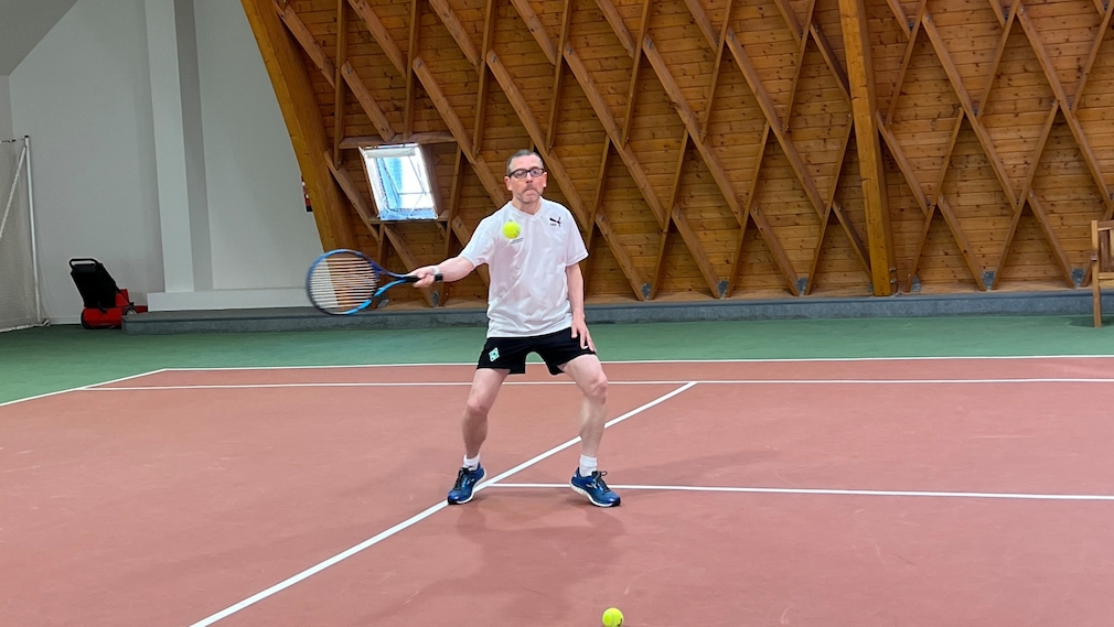 Christian Just during tennis training in Paris