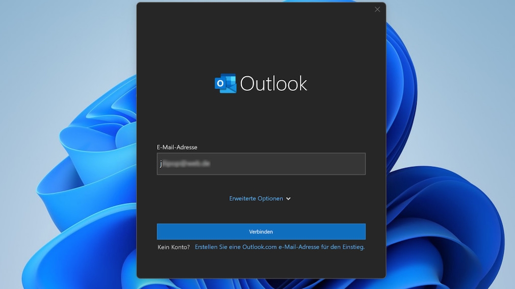 Outlook-Willkommensfenster