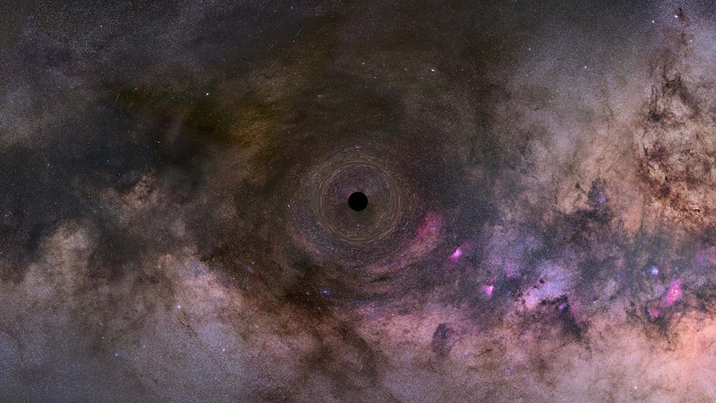 Illustration eines wandernden schwarzen Lochs
