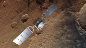 Mars Express: Orbiter bekommt Software-Upgrade © Spacecraft image credit: ESA/ATG medialab; Mars: ESA/DLR/FU Berlin, CC BY-SA 3.0 IGO