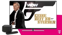 Fernseher mit Bond und Magenta-Hintergrund