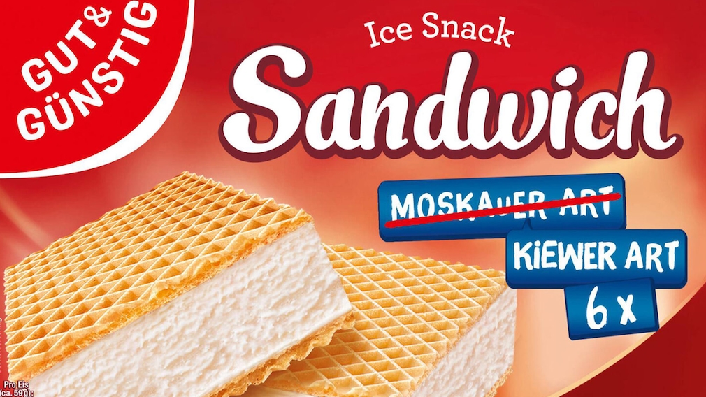  Edeka: Sandwich-Eis “Moskauer Art“ umbenannt Edeka benennt sein Sandwich-Eis aufgrund des Ukraine-Krieges um.